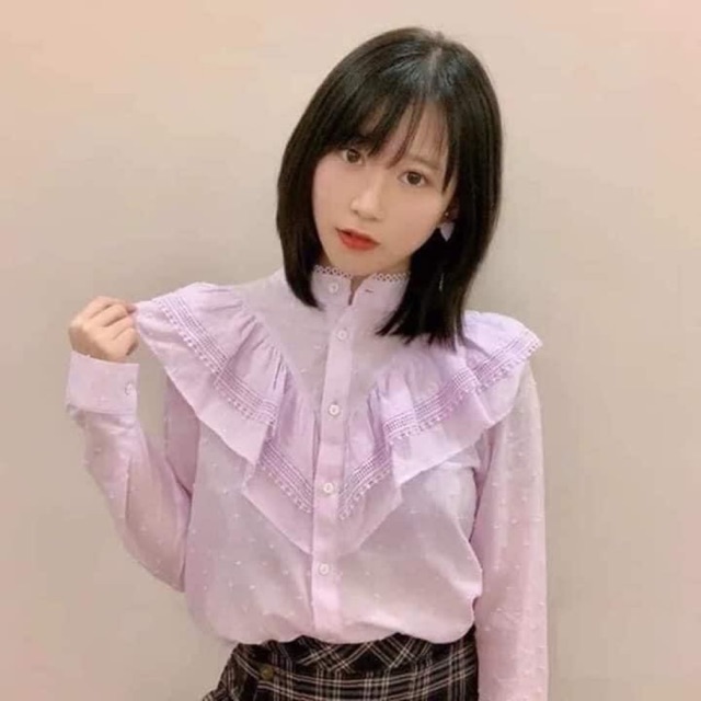 Áo sơ mi Áo size S newtag màu tím bên ngoài đẹp hơn trong ảnh có thể mặc như áo công sở rất xinh, kiểu dáng đẹp độc