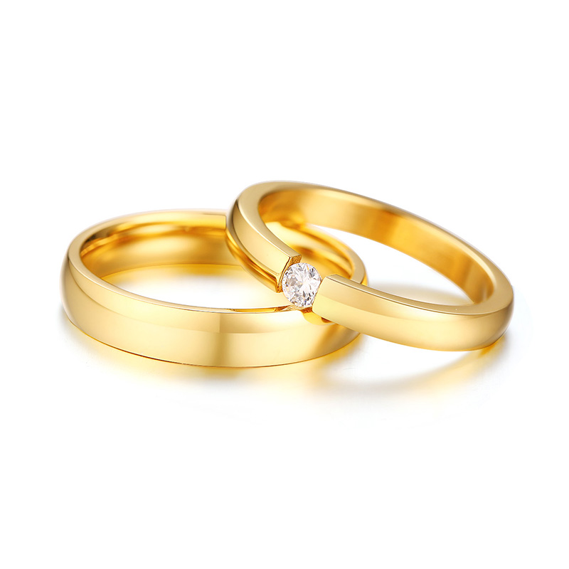 Nhẫn đính hôn VNOX bằng thép không gỉ đính đá zircon thời trang