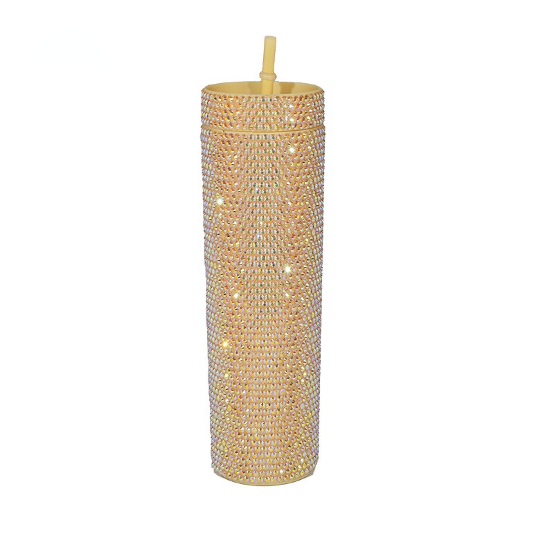 Bình Nước 2022 Đính Đá Kèm Ống Hút Sáng Tạo 16oz/450ml Dành Cho Bạn Nữ Vào Mùa Hè
