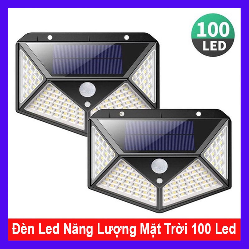 Đèn Led Năng Lượng Mặt Trời 100 Led cảm ứng chuyển động 4 mặt