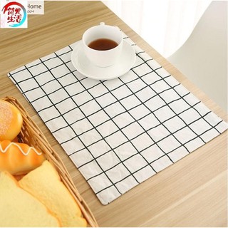 Tấm lót bàn ăn vải bố caro trắng