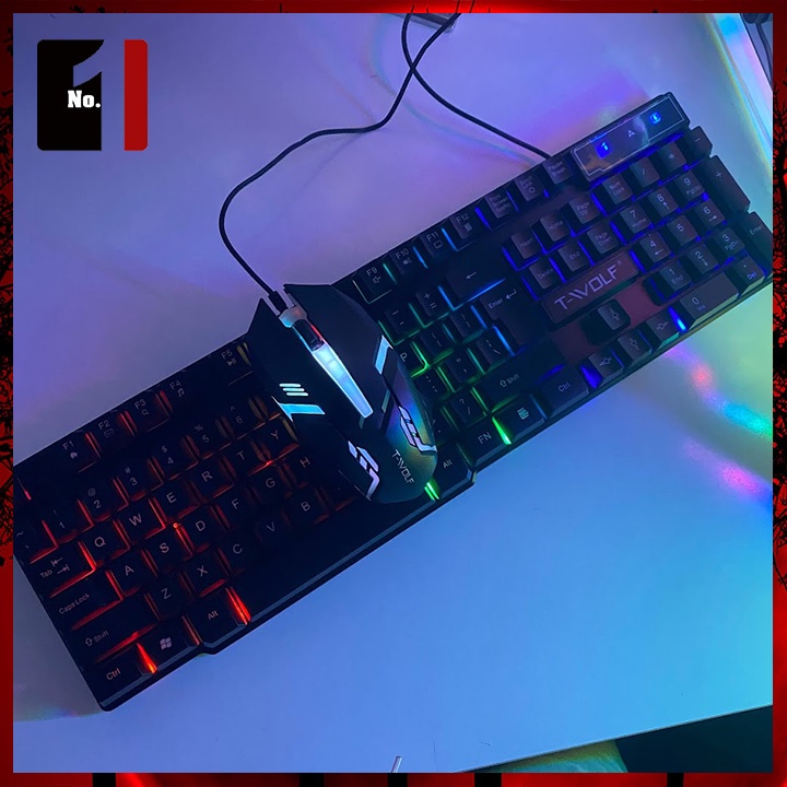 Combo Bàn Phím Chuột Gaming Máy Tính T-WOLF TF200 Led Rgb Chuột Bàn Phím Vi Tính Laptop Pc Chơi Game Có Dây