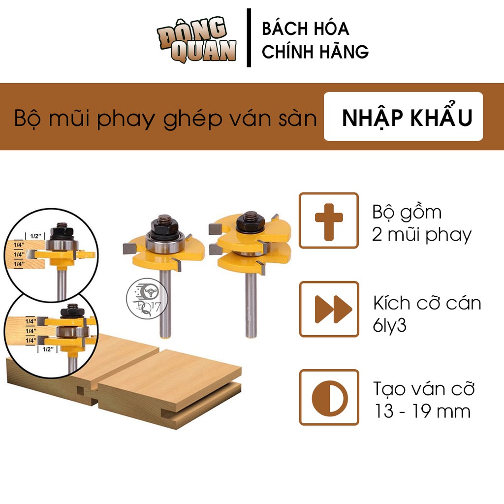 [ BỘ 2 MŨI PHAY GHÉP VÁN SÀN COS 6LY3  6LY3 ] 100% NHƯ HÌNH - MŨI SOI GHÉP VÁN GỖ DÀY 13-19MM