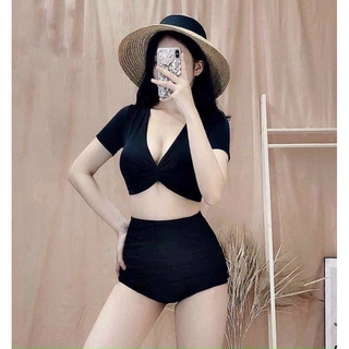 Set Bikini đi biển kín đáo áo tay ngắn hack dáng siêu đẹp BK006