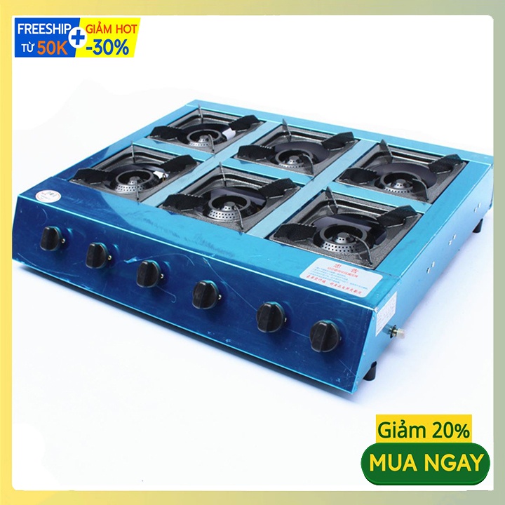 Bếp gas làm mỳ cay 6 Lò, bếp ga 6 họng công nghiệp