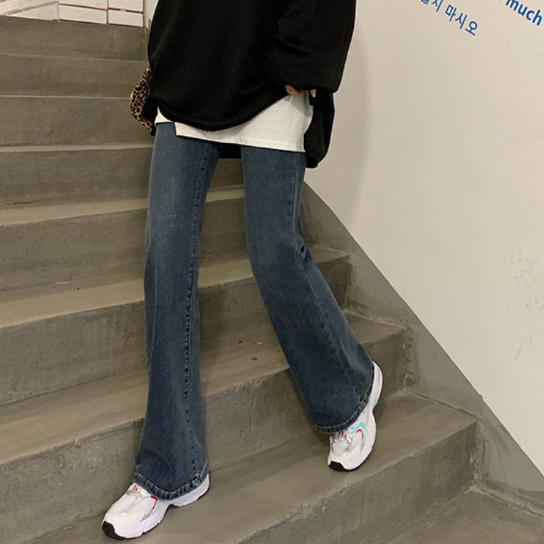 Quần jean ống loe lưng cao phong cách Hàn Quốc năm 2021