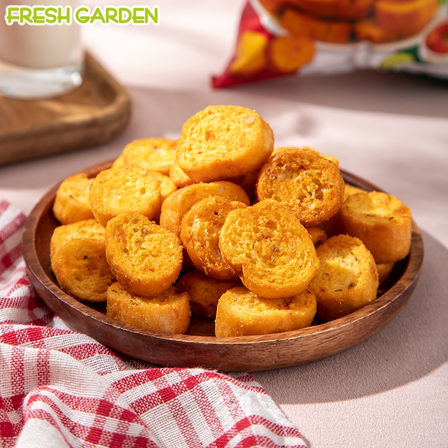 Snack Bánh Mì Nướng Sốt Pizza FRESH GARDEN Giòn Tan Hương Vị Đặc Biệt Thơm Ngon Gói 52g
