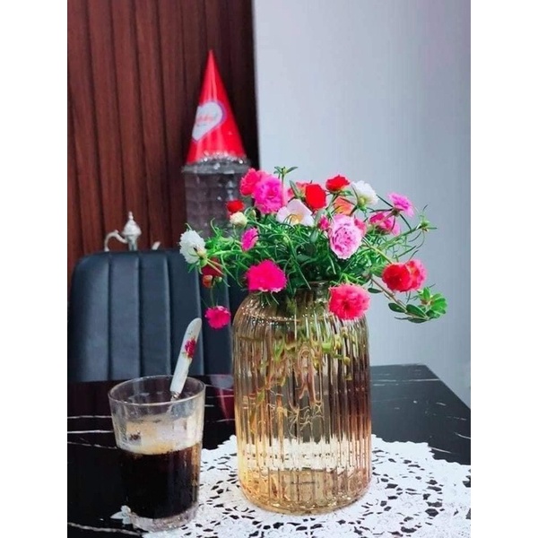 Bình Hoa Thủy Tinh Màu Hổ Phách Trang Trí Nhà Cửa Siêu Sang, Cao 20cm❤️❤️