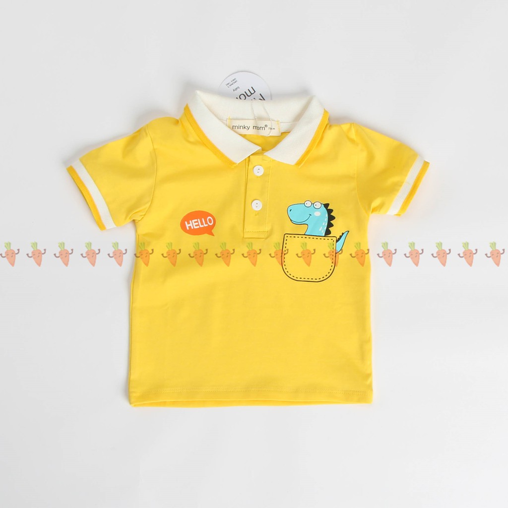 [SALE] Áo Cộc Tay Cổ Trụ Cotton 100% Minky Mom Họa Tiết Động Vật Dễ Thương Cho Bé, Áo Hè Ngắn Tay Trẻ Em MKMA2105