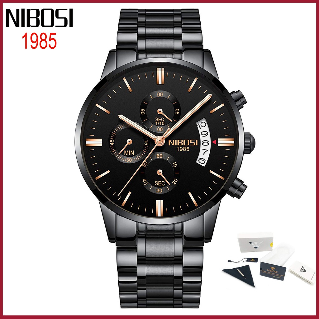 Đồng hồ NIBOSI máy quartz dây inox phong cách cổ điển sang trọng
