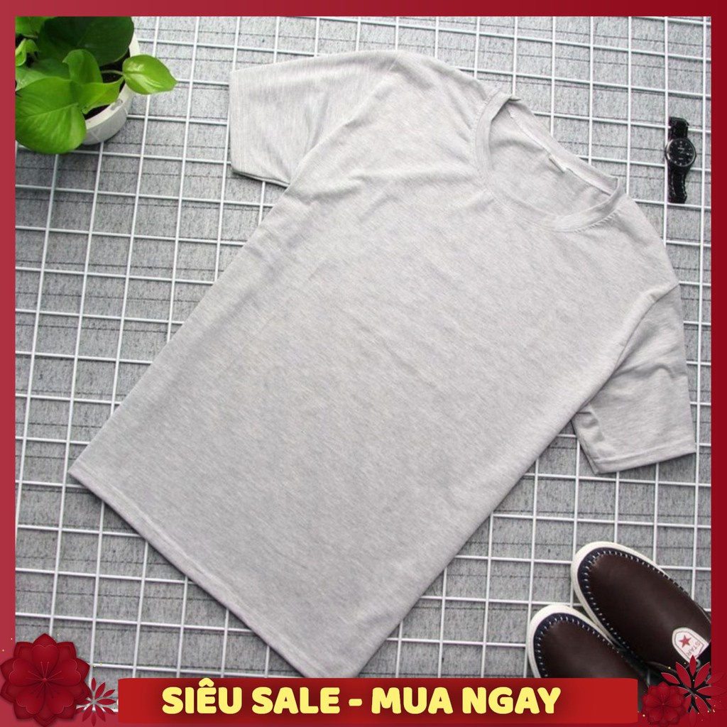 Áo thun nam nữ trơn cổ tròn, tay ngắn Màu xám