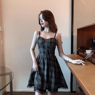 Váy hai dây kẻ (order taobao)