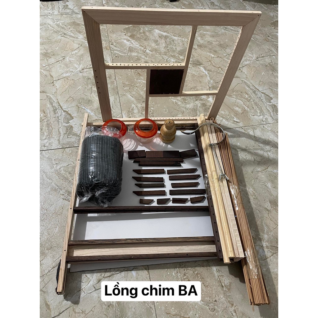 Khung lồng chim chào mào Minibica thái đấu vuông đấu gỗ tần bì dễ lắp ráp siêu đẹp LC99