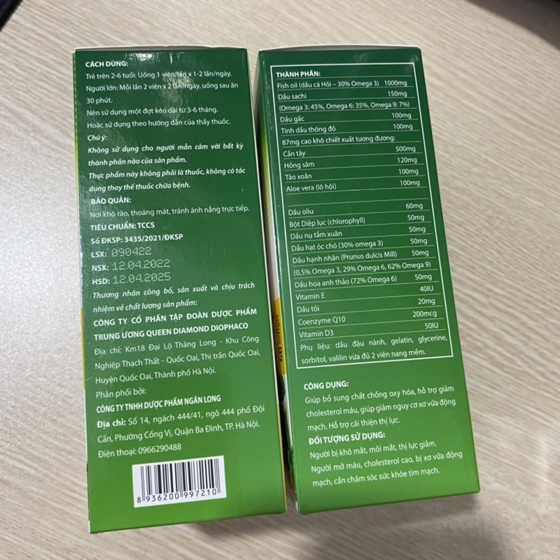 Viên sáng mắt OMEGA 3 6 9 Diệp Lục Cần Tây Tinh dầu thông đỏ Dầu gấc  tinh dầu hoa anh thảo Omega 369 óc chó hộp 60 viên
