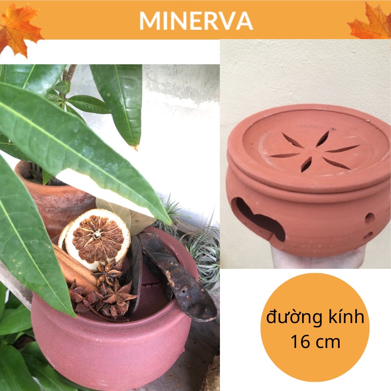 Bếp xông đất nung 16 CM xông thảo mộc sử dụng nến tealight hình trái tim xinh xắn