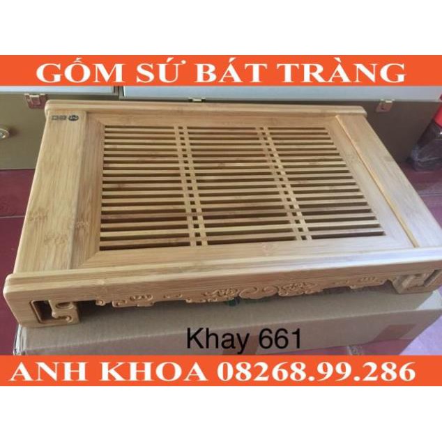 Khay trà chân Quỳ 2 dáng - Gốm sứ Bát Tràng Anh Khoa