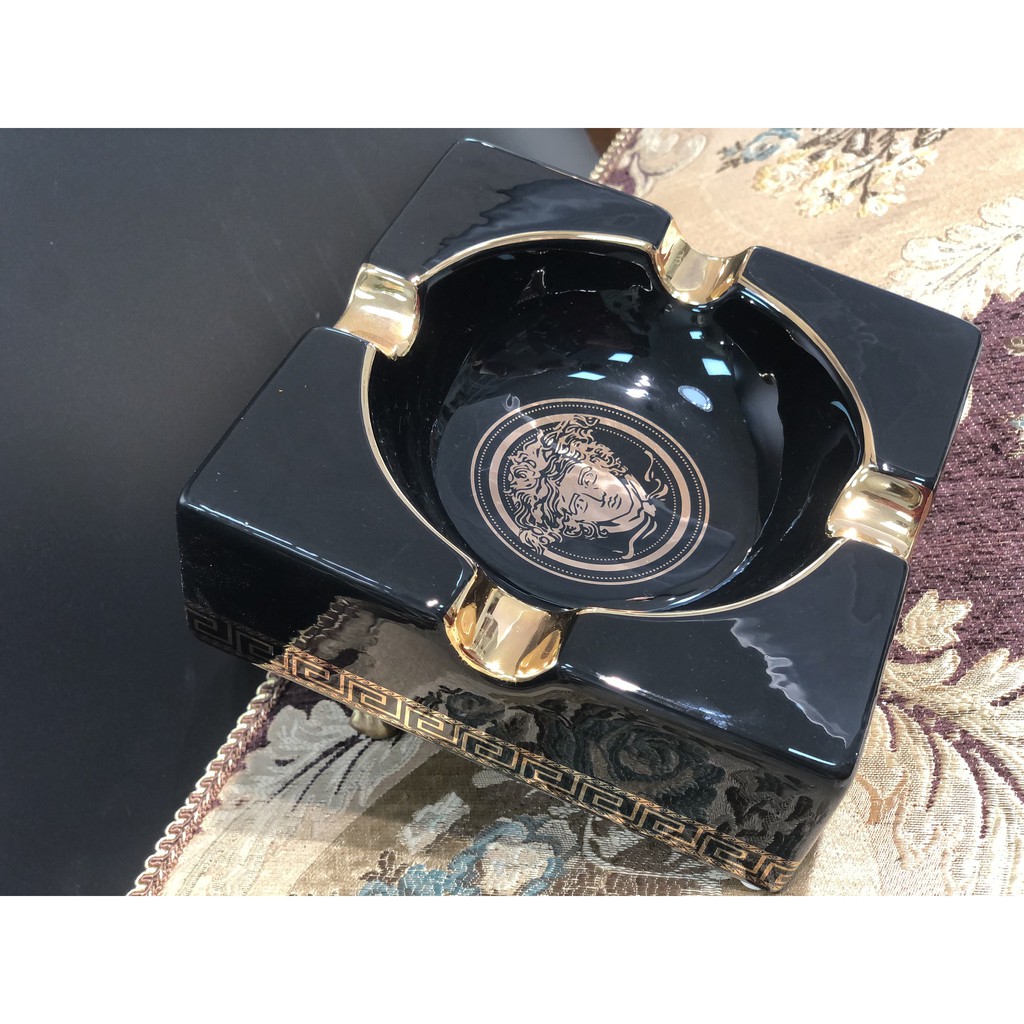 [FREESHIP]Gạt tàn CB01-GT họa tiết Versace đen sứ cao cấp | BigBuy360 - bigbuy360.vn