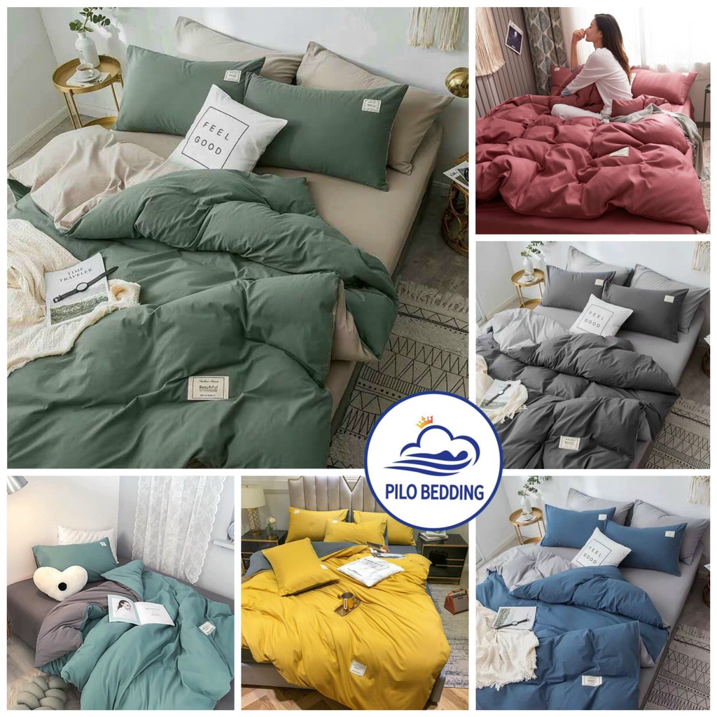 Bộ chăn ga gối Cotton Tici PILO BEDDING gồm vỏ chăn mền,drap ga giường và 2 vỏ gối nằm miễn phí bo chun