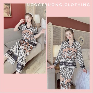 Đồ Bộ Pijama nữ Lụa Xước cao cấp, hàng thiết kế quần dài 🤎
