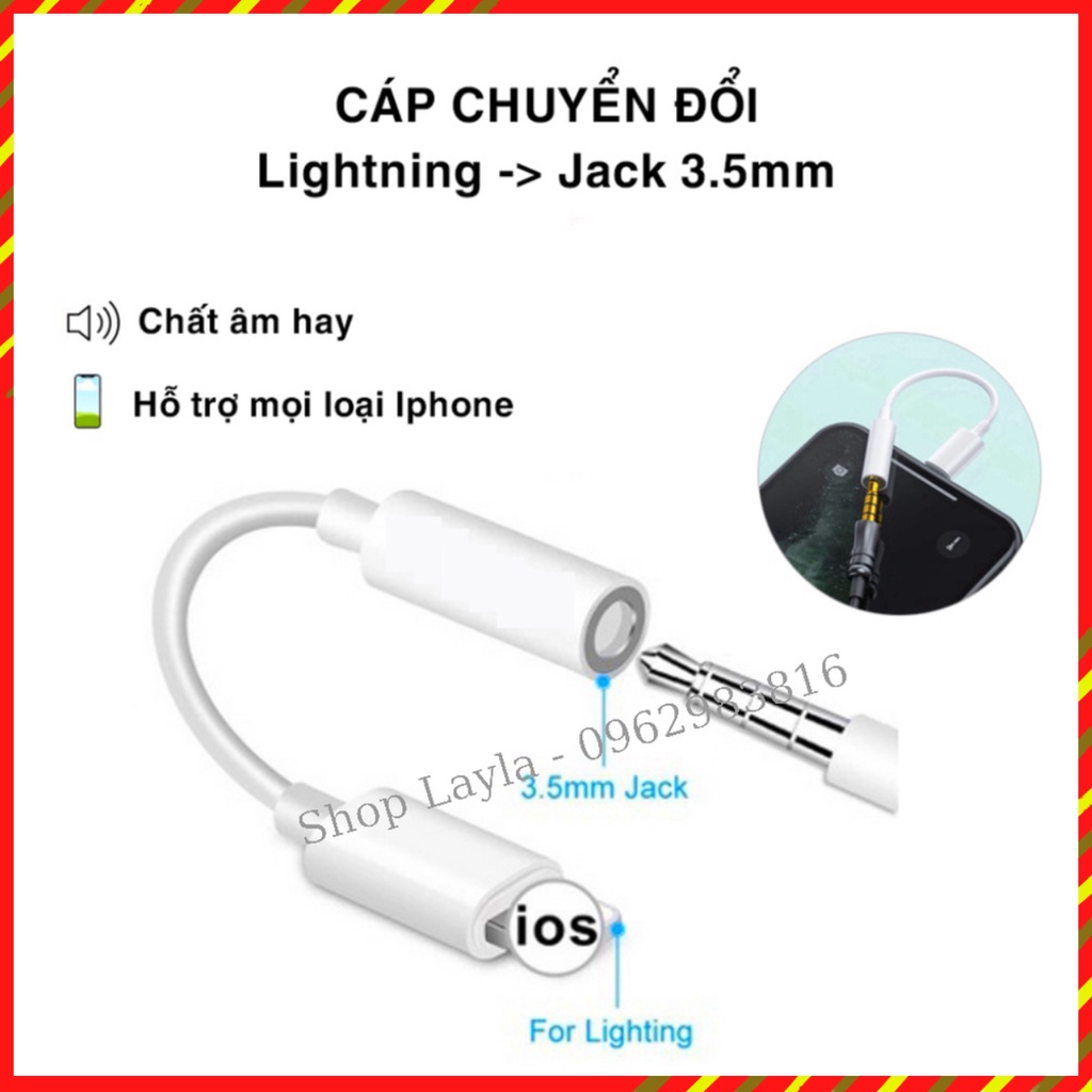 [Mã ELHACE giảm 4% đơn 300K] CAO CẤP Cáp chuyển đổi cổng Lightning iPhone sang jack tai nghe 3.5 mm