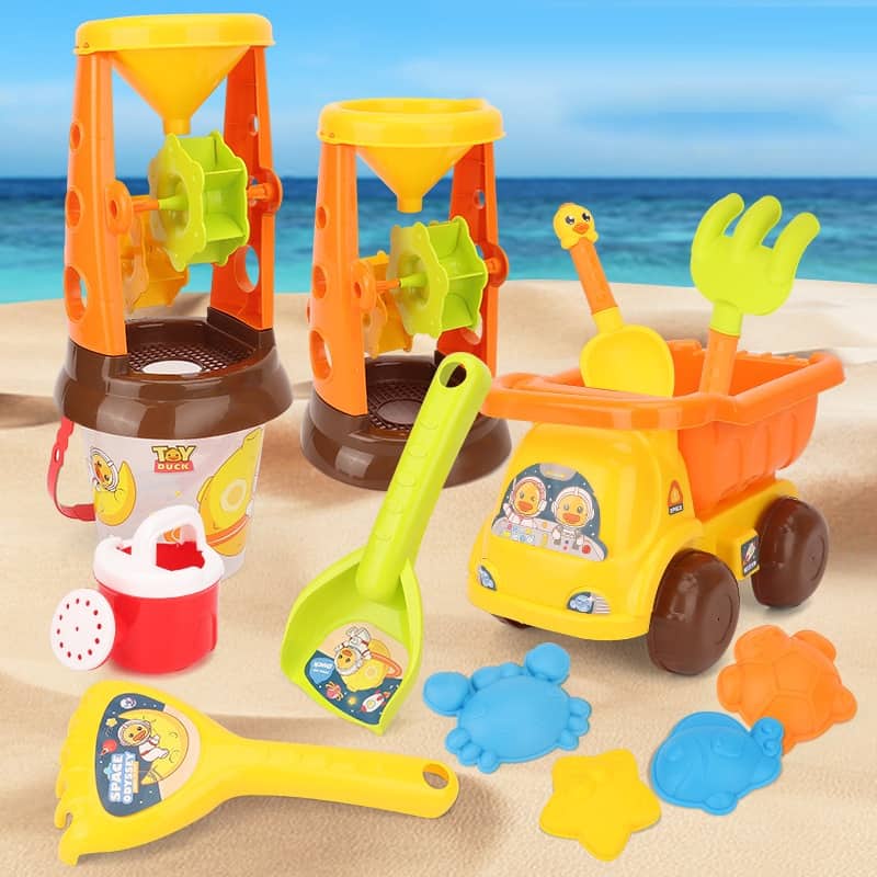 Bộ đồ chơi bãi biển gồm xe và dụng cụ xúc cát dành cho trẻ em