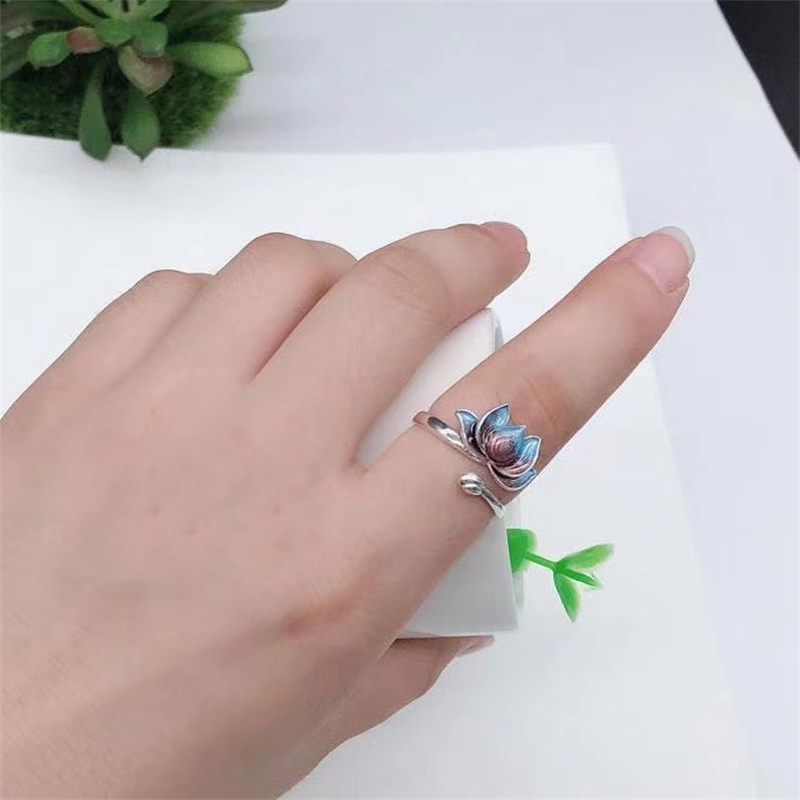 Nhẫn hở RINHOO FRIENDSHIP kiểu hoa/ cá màu gradient đơn giản thời trang cho nam và nữ