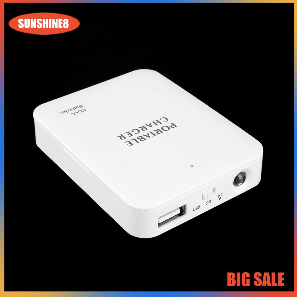 【SUN】Portable USB 4AA Battery Emergency Charger Power Bank Case For Cell Phone