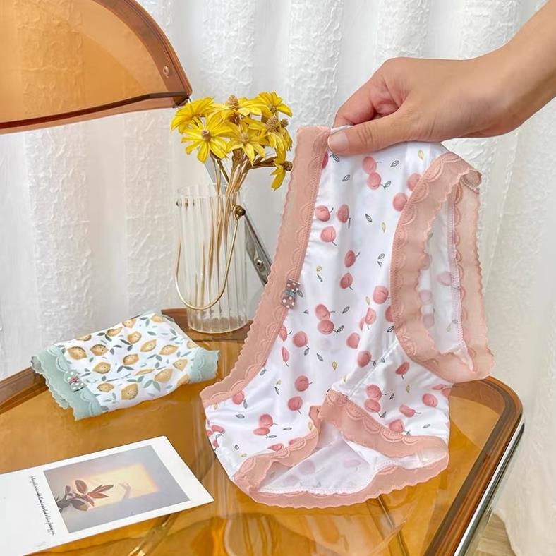 Túi Ví 3 Quần Lót Nữ Softie ❤️ Quần Lót Ren Su Hoa Qủa Siêu Mát 501