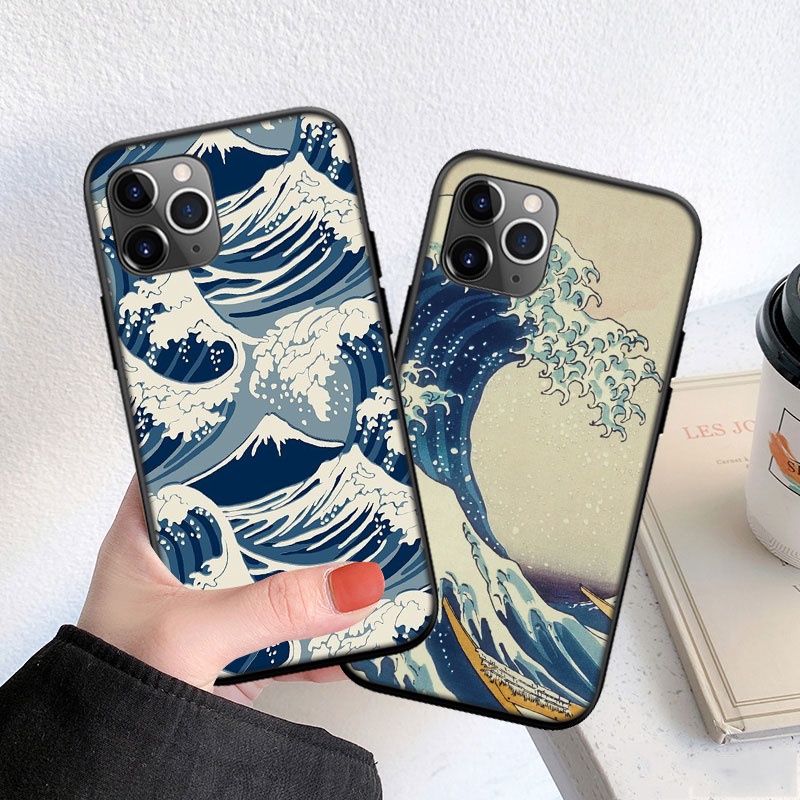 Ốp Điện Thoại In Hình Sóng Biển Nghệ Thuật Nhật Bản Cho Iphone 5 5S 6 6S 7 8 11 Pro Max Plus SE XR IX61