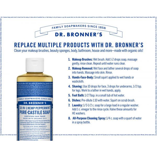 [Meoheo] Xà phòng hữu cơ đa năng Dr Bronner’s 18 công dụng - Đủ mùi Castile soap