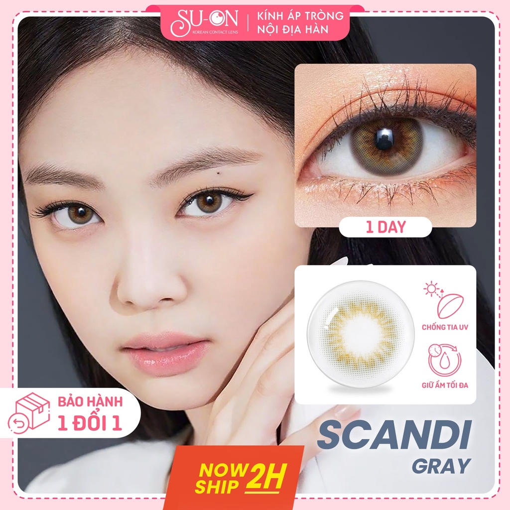 Lens 1 ngày Olens SCANDI GRAY/HAZEL áp tròng 14,2mm, xám tây long lanh Hàn Quốc, siêu êm đeo 24h