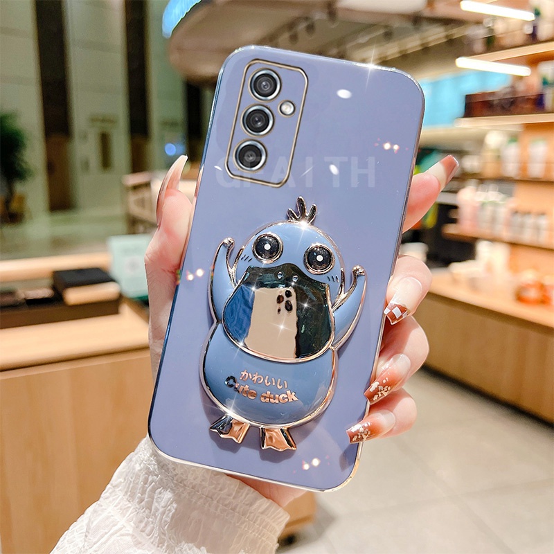 Ốp Điện Thoại Dẻo Họa Tiết Chú Vịt Kèm Giá Đỡ Kiểu Camera Cho Samsung Galaxy A24 M14 A34 A54 A04 A14 A13 A32 A53
