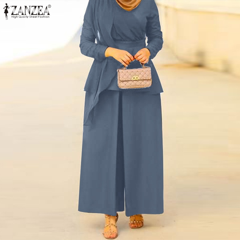 Zanzea Set Đồ Dài Phối Lưới Thời Trang Cho Phụ Nữ Hồi Giáo