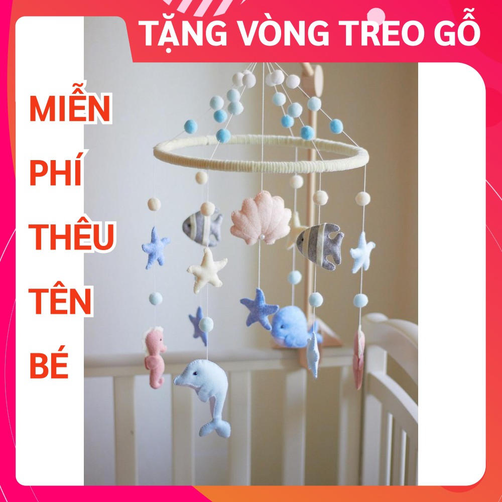 [MIỄN PHÍ THÊU TÊN BÉ] Đồ chơi treo nôi cho bé kích thích thị giác ảnh thật, có nhạc tự xoay mẫu ĐẠI DƯƠNG