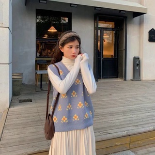 Gile len nữ họa tiết đen trắng, áo len gile ulzzang kiểu dáng basic hàn quốc áo khoác mùa đông cao cấp