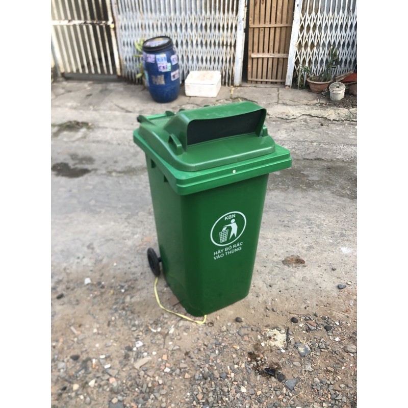 thùng rác 240l xanh nắp hở
