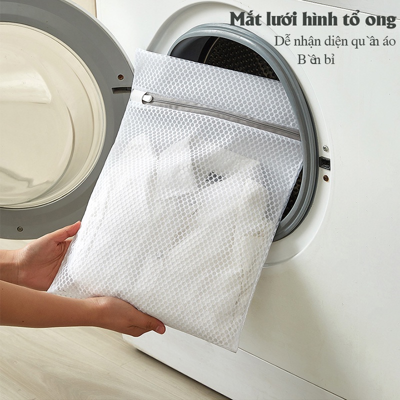 Túi lưới giặt đồ máy giặt 1 lớp cao cấp có khóa kéo lưới tổ ong đựng váy, đầm, đồ lót BeeJoo