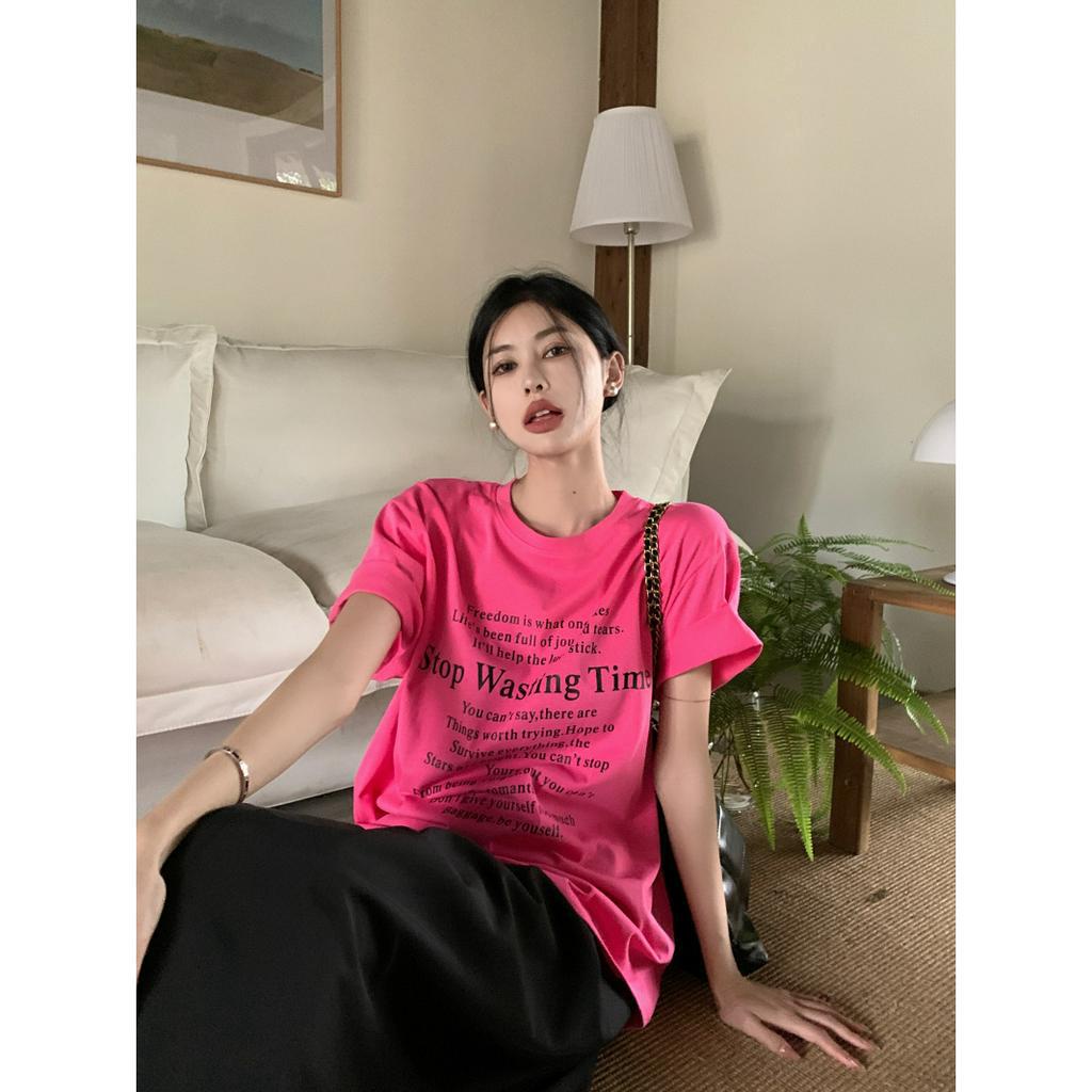 「 WELOVE1 」Áo Thun Tay Ngắn Cổ Thuyền Dáng Rộng In Hình monogram Thời Trang Mùa Hè Mới