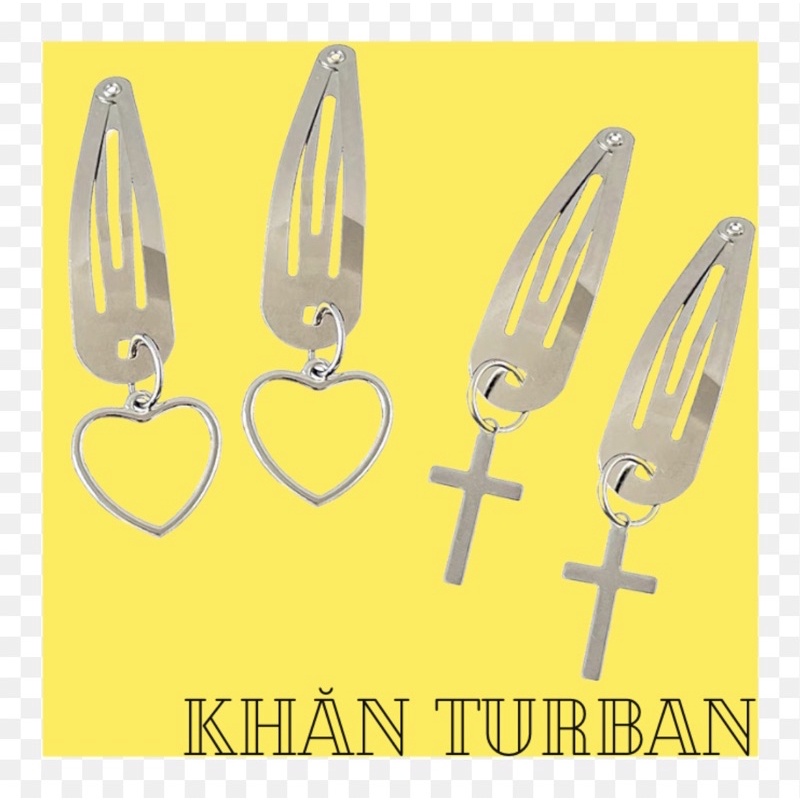 Kẹp tóc mái hình thánh giá và trái tim phong cách unisex