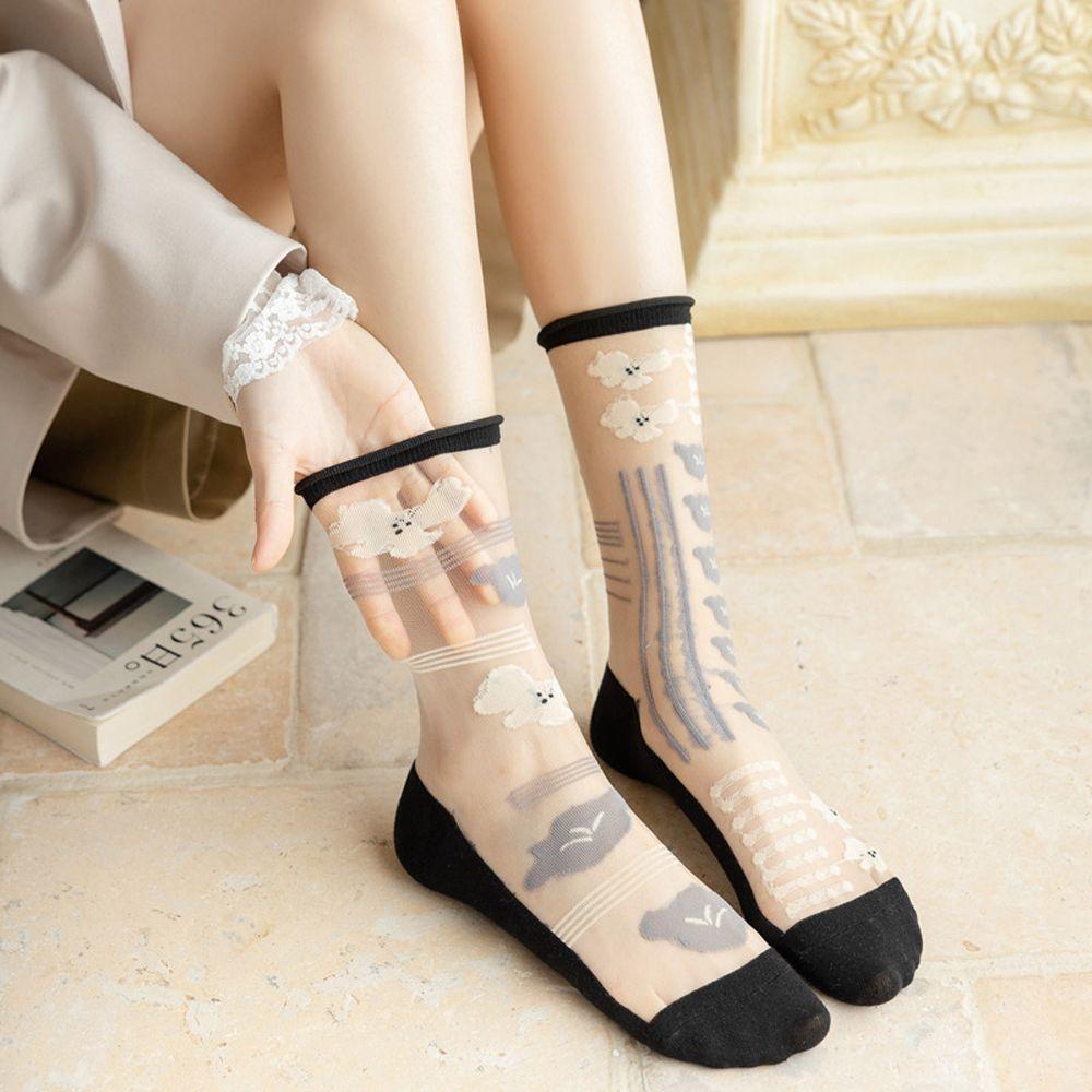 Vớ Nữ In Hình Cây Cối Dễ Thương Thời Trang Mùa Hè VANES1|Tất Lụa