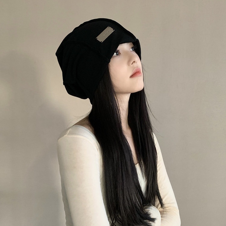 Mũ dệt kim MG STUDIO thẻ kim loại mạ điện thời trang