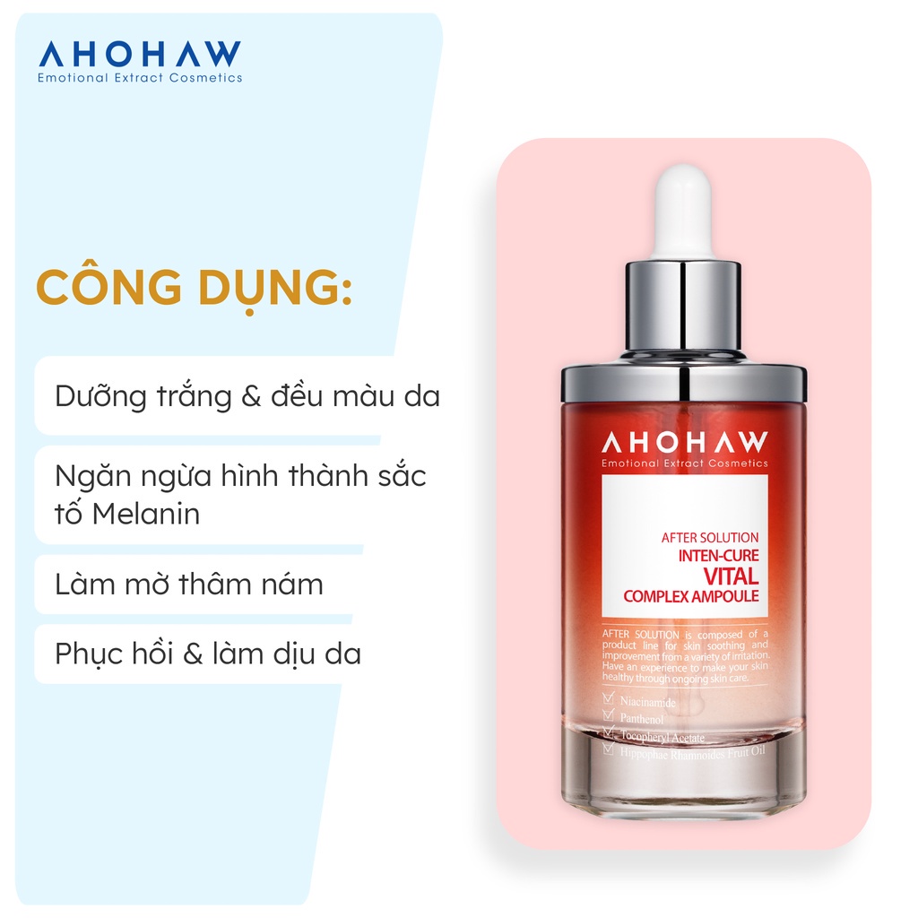 Serum Vital Ahohaw dưỡng trắng da, cấp ẩm cho làn da mềm mại Inten- Cure Vital Complex Ampoule 150ml