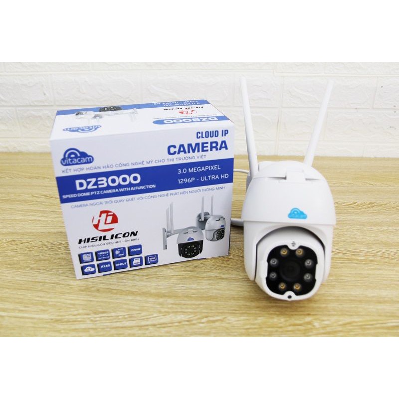 [Chính Hãng] Vitacam DZ3000 - Xoay 360 - Hồng Ngoại cực nét - Camera IP quan sát chống thấm nước tốt