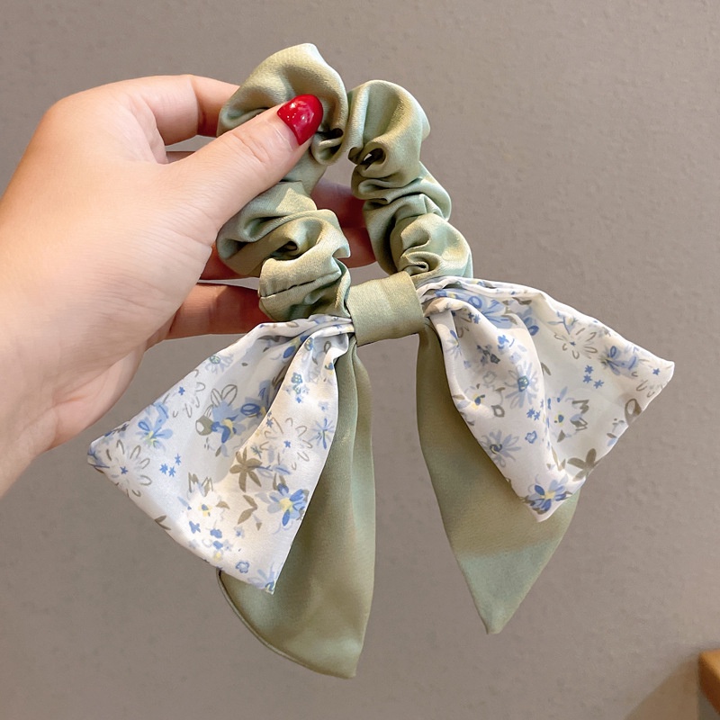 Dây Buộc Tóc Thắt Nơ Họa Tiết Hoa 2022 Mới Phong Cách Pháp