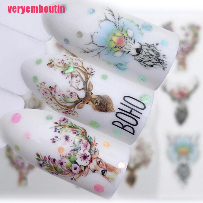 [Hàng mới về] Set 2 tờ miếng dán trang trí móng tay nghệ thuật họa tiết động vật phong cách thời trang