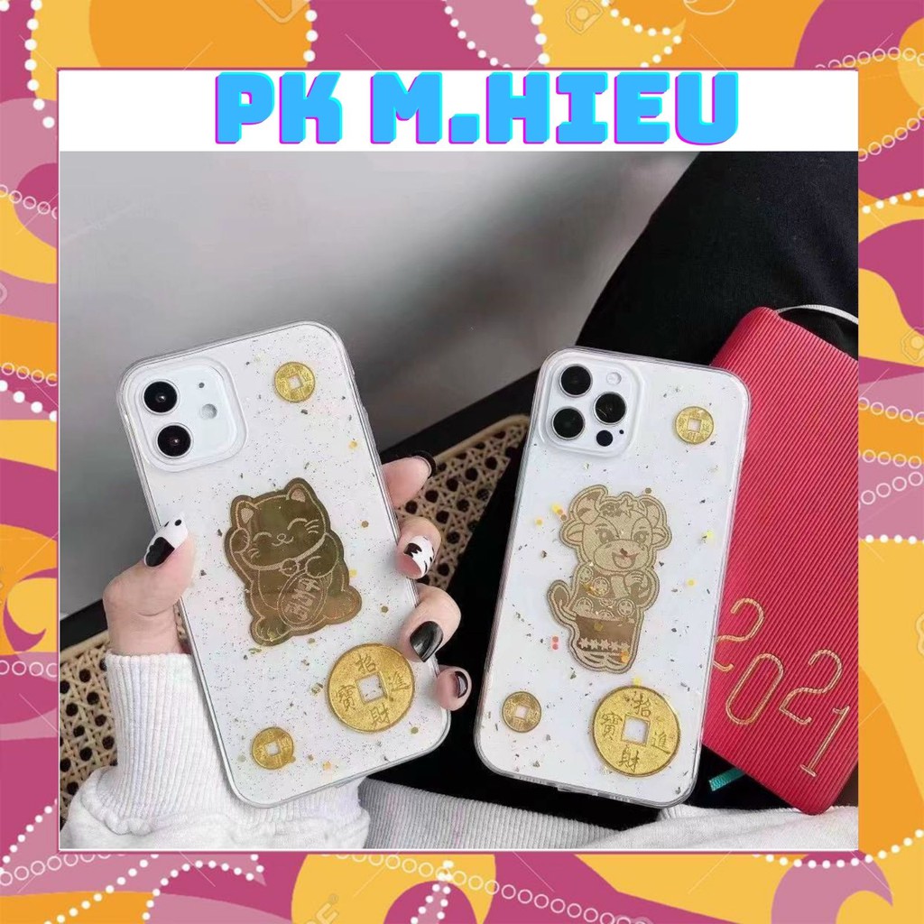 Ốp lưng iphone Mèo thần tài và Hổ thần tài mạ vàng cho 6plus/7plus/8plus/x/xs/xs max/11/11 promax/12/12promax/13promax