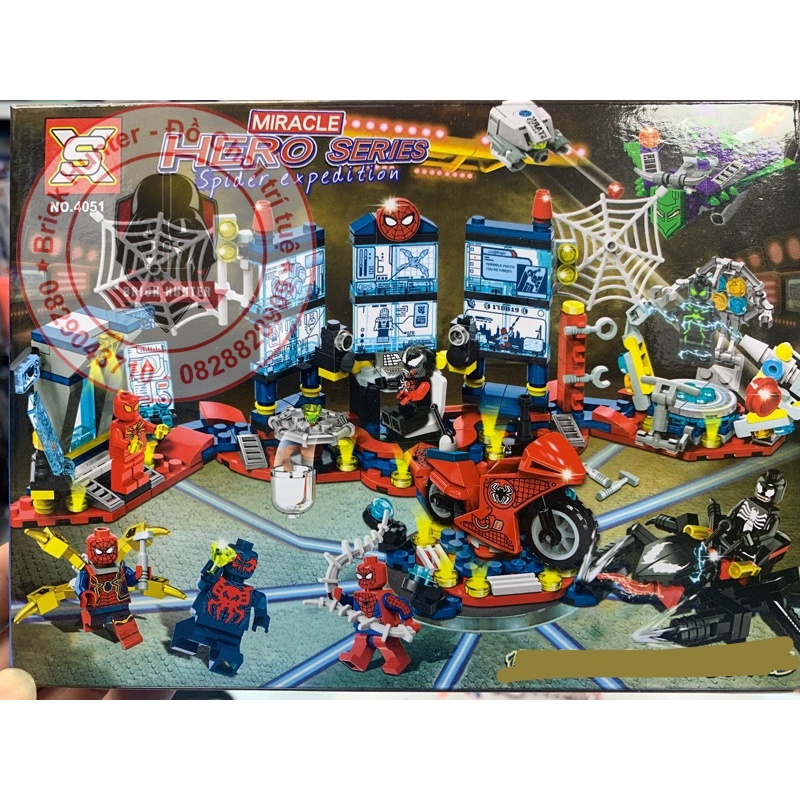 XS 4051 Spiderman Laboratory Bộ lắp ráp Căn cứ phòng thí nghiệm bí mật của người nhện