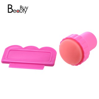 Bộ dụng cụ in móng màu hồng + dụng cụ nạo