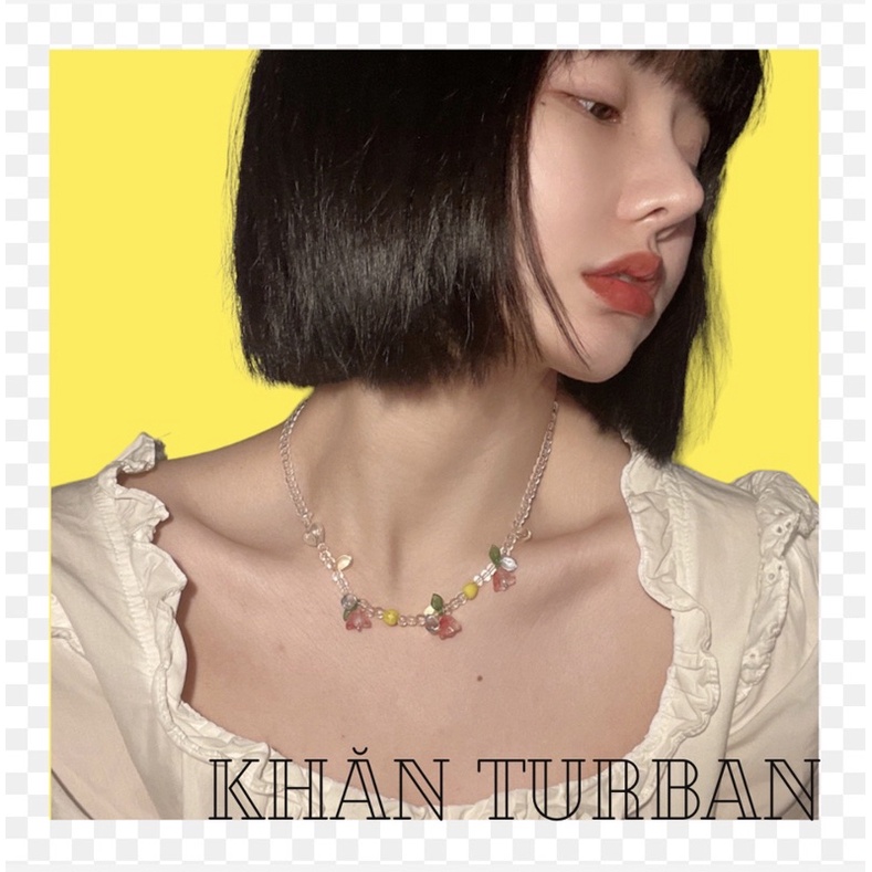 Vòng cổ hạt trong suốt hình hoa nhỏ