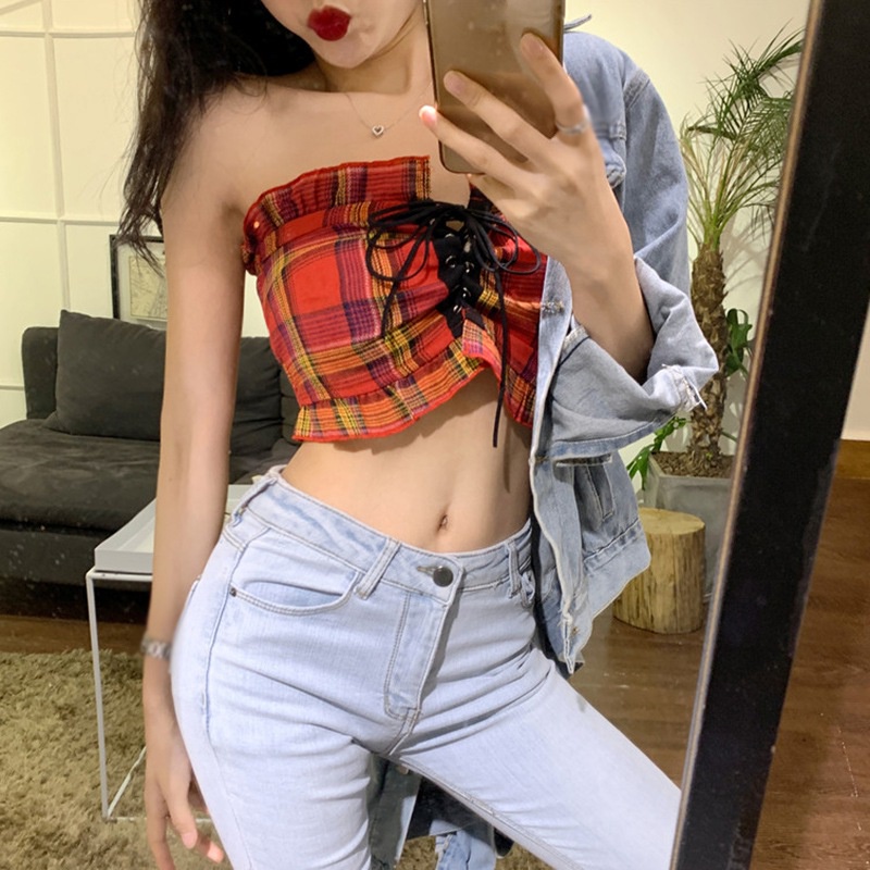 Áo Croptop Hai Dây Vải Cotton Thoáng Khí Thoải Mái Cho Nữ